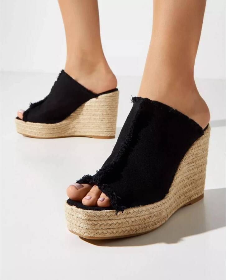 Castañer Zwarte Espadrille Sleehak Sandalen Fatima Black Dames