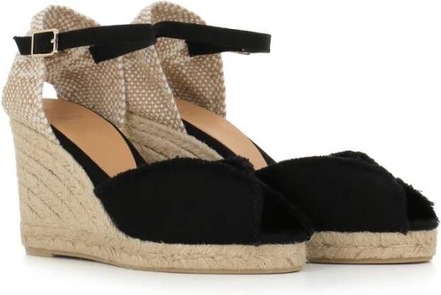 Castañer Zwarte Espadrilles met Enkelband Black Dames