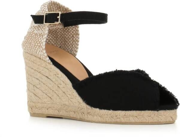 Castañer Zwarte Espadrilles met Enkelband Black Dames