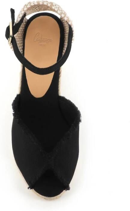 Castañer Zwarte Espadrilles met Enkelband Black Dames