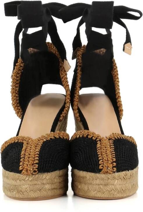 Castañer Zwarte Espadrilles met Lurex-stiksels Black Dames