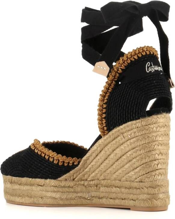 Castañer Zwarte Espadrilles met Lurex-stiksels Black Dames