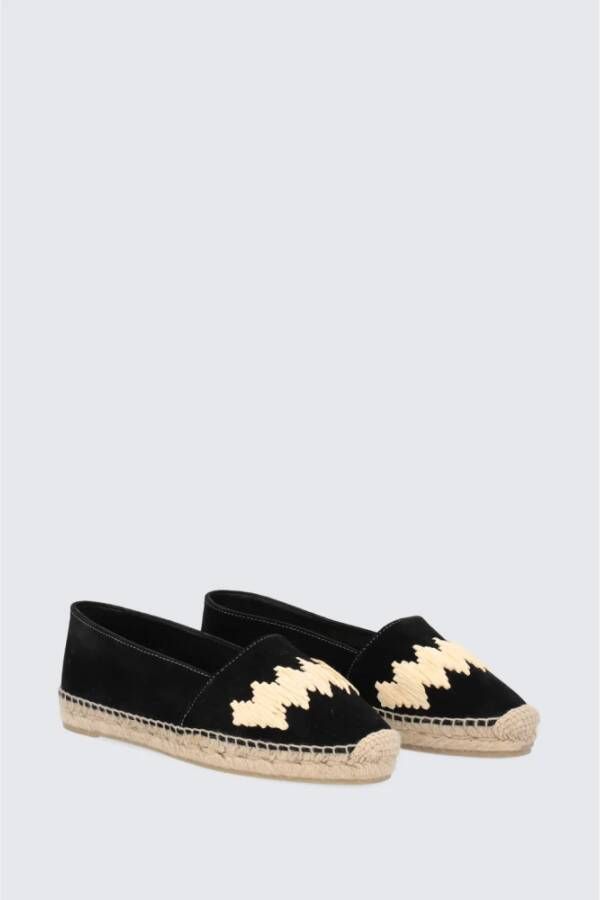 Castañer Zwarte Espadrilles Raffia Suède Schoenen Black Dames