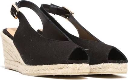 Castañer Zwarte katoenen open teen sleehak espadrille Black Dames