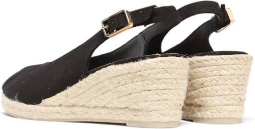 Castañer Zwarte katoenen open teen sleehak espadrille Black Dames