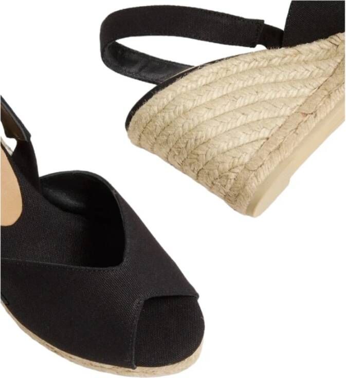 Castañer Zwarte Sandalen met Ronde Open Neus Black Dames