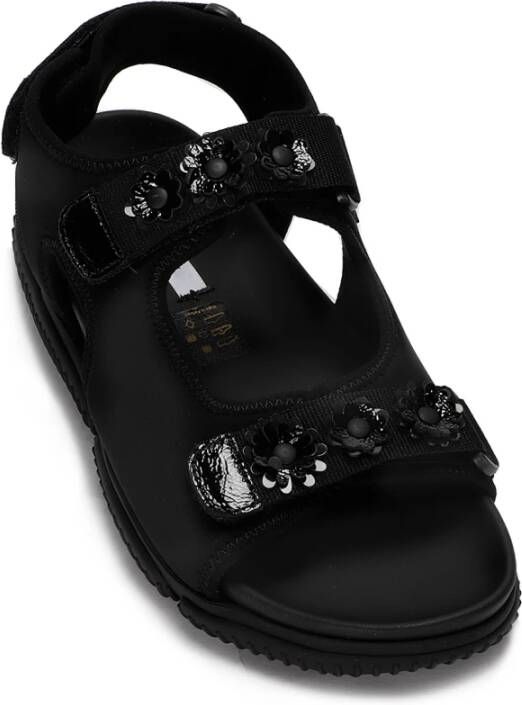 Cecilie Bahnsen Neopreen Sandalen met Dubbele Band en Bloemen Black Dames