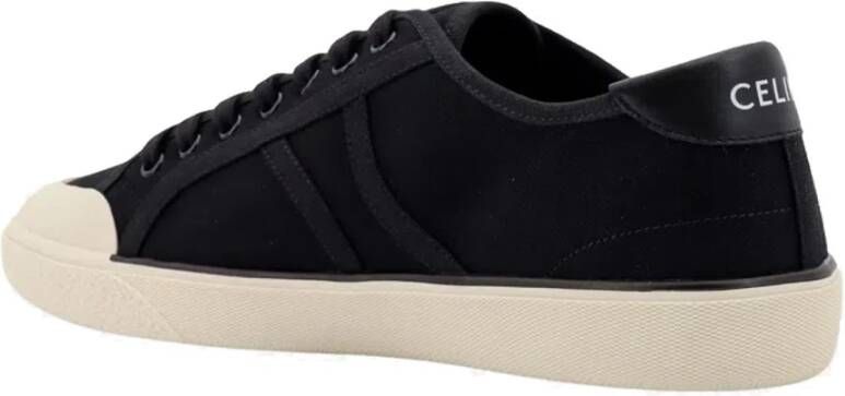 Celine Canvas Sneakers Leren Detail Mannen Black Heren