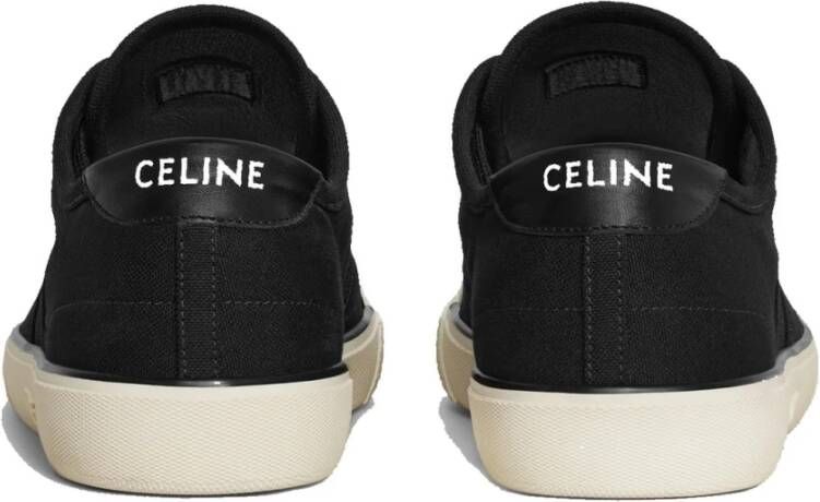 Celine Canvas Sneakers Leren Detail Mannen Black Heren