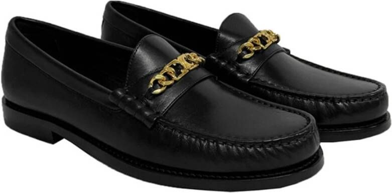 Celine Leren Loafers met Goudkleurige Hardware Black Dames