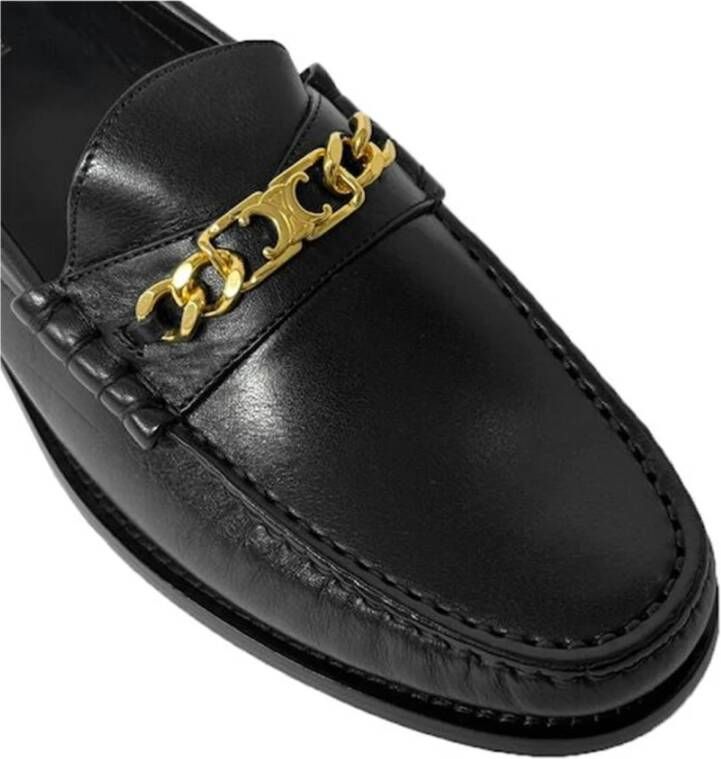 Celine Leren Loafers met Goudkleurige Hardware Black Dames