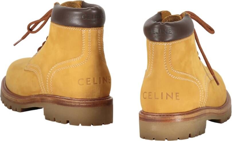 Celine Stijlvolle leren enkellaarzen Beige Dames