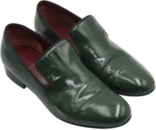 Celine Vintage Pre-owned Leather flats Green Dames