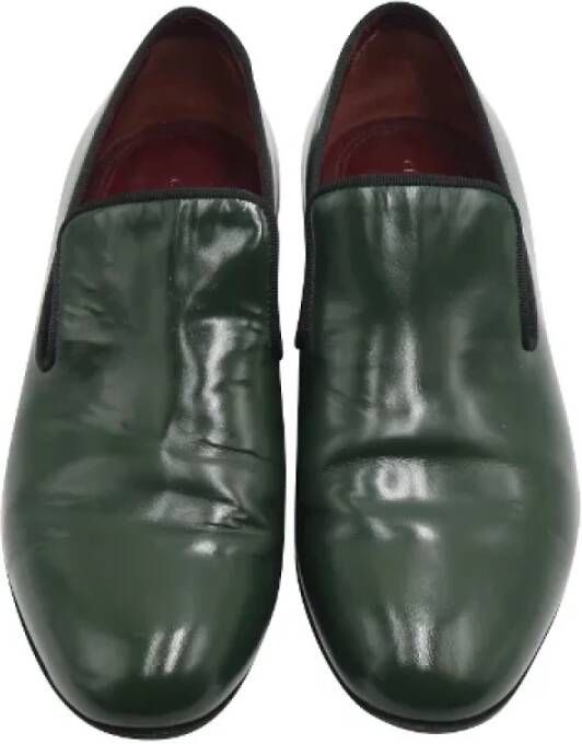 Celine Vintage Pre-owned Leather flats Green Dames