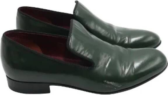 Celine Vintage Pre-owned Leather flats Green Dames