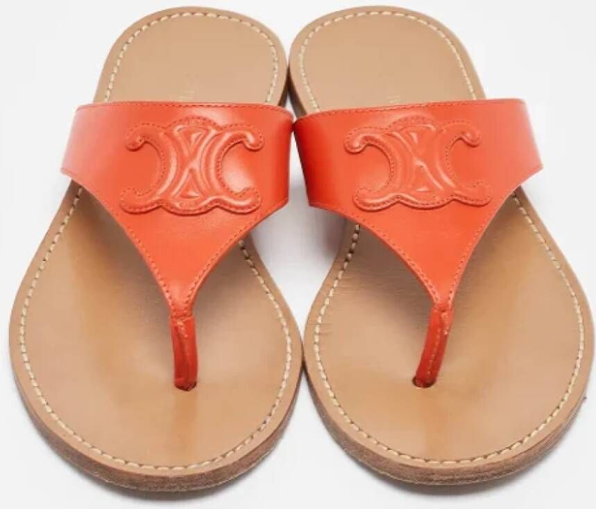 Celine Vintage Pre-owned Leather flats Orange Dames