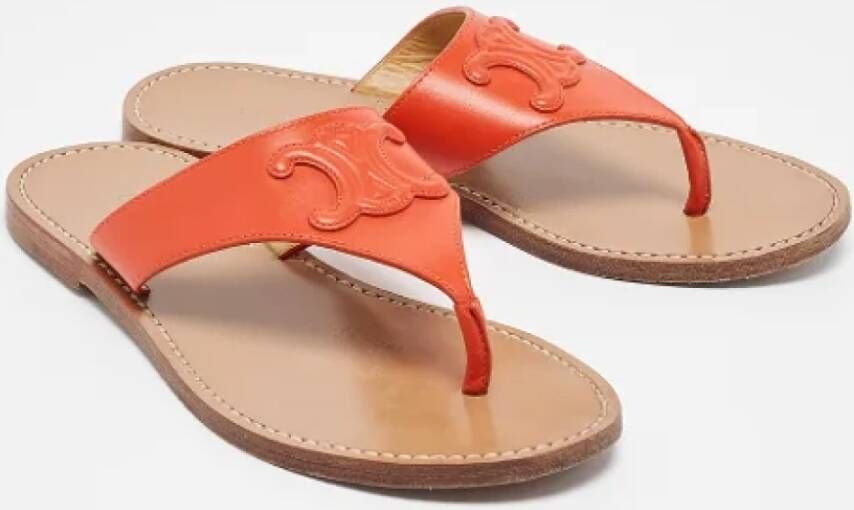 Celine Vintage Pre-owned Leather flats Orange Dames