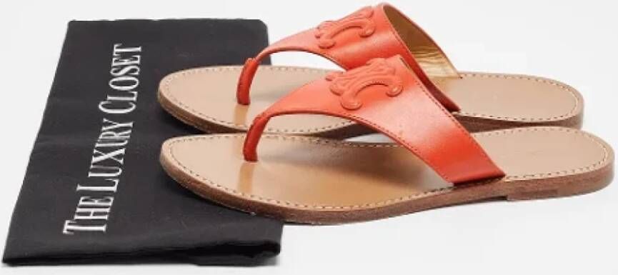 Celine Vintage Pre-owned Leather flats Orange Dames