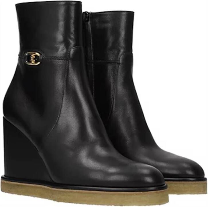 Celine Wedge Enkellaarzen met Logo Black Dames