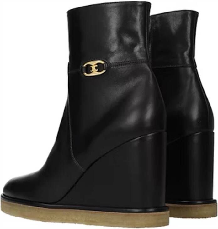 Celine Wedge Enkellaarzen met Logo Black Dames