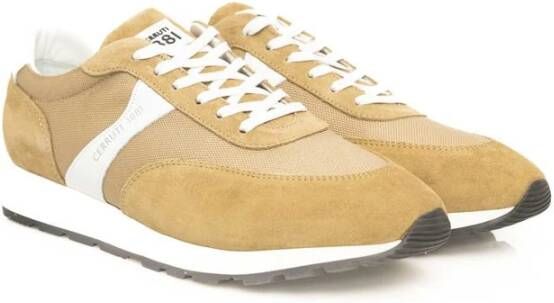 Cerruti 1881 Beige Lederen Hoge Zool Sneaker Beige Heren