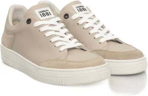 Cerruti 1881 Beige Leren Plateau Sneakers Logo Beige Dames