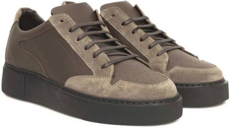 Cerruti 1881 Beige Leren Sneakers met Zijlogo Beige Heren