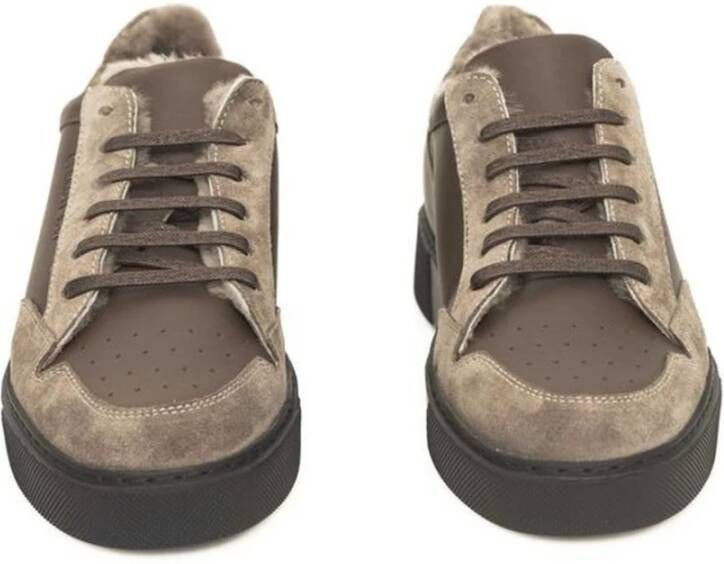 Cerruti 1881 Beige Leren Sneakers met Zijlogo Multicolor Heren