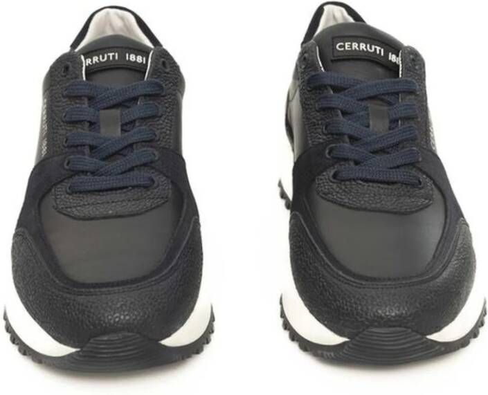 Cerruti 1881 Blauwe Leren Hoge Zool Sneakers Blue Heren