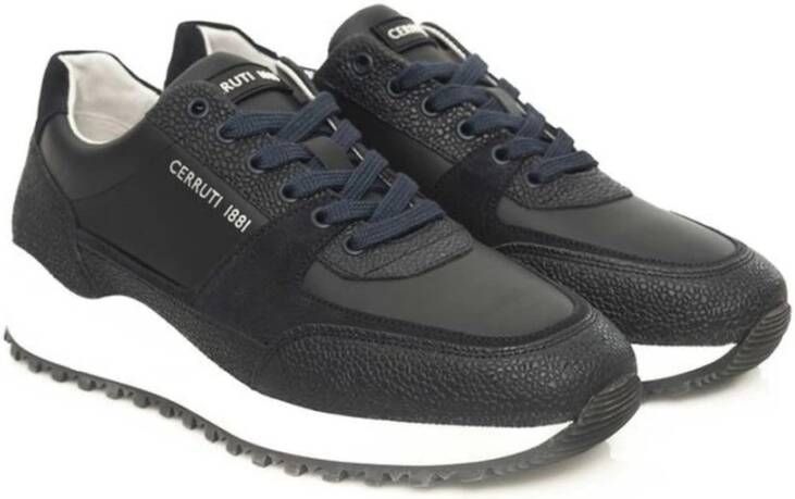 Cerruti 1881 Blauwe Leren Hoge Zool Sneakers Blue Heren