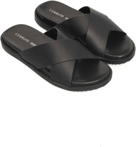 Cerruti 1881 Gevlochten Leren Dubbele Band Sandalen Black Heren