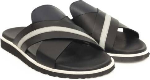 Cerruti 1881 Gevlochten Leren Dubbele Band Sandalen Black Heren