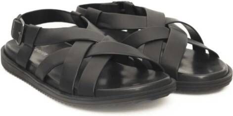 Cerruti 1881 Gevlochten leren sandalen met verstelbare gesp Black Heren