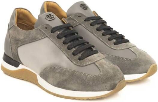 Cerruti 1881 Grijze Leren Sneakers met Logo Gray Heren