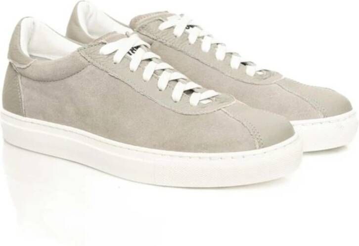 Cerruti 1881 Grijze Leren Sneakers Rubberen Zool Stijlvol Gray Heren