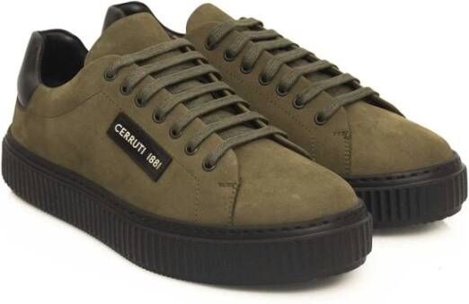 Cerruti 1881 Groene Leren Sneaker Heren Logo Green Heren