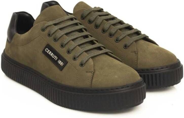 Cerruti 1881 Groene Leren Sneakers met Zijlogo Green Heren