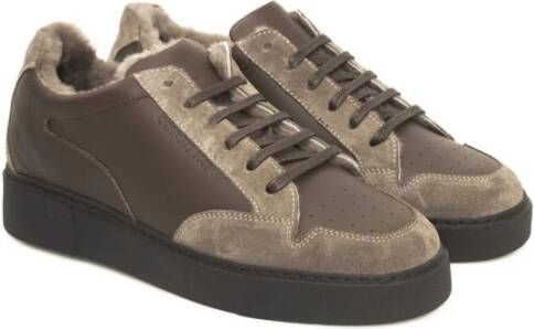 Cerruti 1881 Heren Leren Sneakers met Rubberen Zool Beige Heren