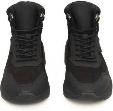 Cerruti 1881 Hoge Top Leren Sneakers Rubberen Zool Black Heren