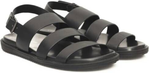 Cerruti 1881 Leren Brede Band Gesp Sandalen Black Heren