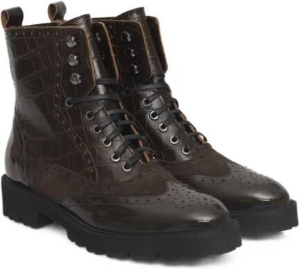 Cerruti 1881 Leren Enkellaarzen met Rubberen Zool Brown Dames