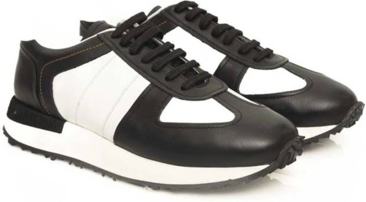 Cerruti 1881 Leren Hoge Zool Sneakers Zwart Wit Black Heren