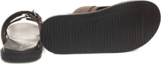 Cerruti 1881 Leren Sandalen met Brede Gespbanden Brown Heren