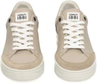 Cerruti 1881 Platform Leren Sneakers Logo Frontaal Beige Dames