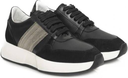 Cerruti 1881 Platform Leren Sneakers Logo Frontale Black Dames