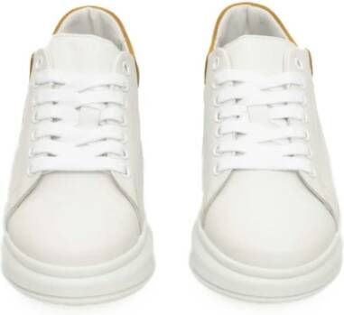 Cerruti 1881 Platform Leren Sneakers Logo Zijkant White Dames