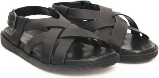 Cerruti 1881 Platte Geweven Leren Sandalen Black Heren