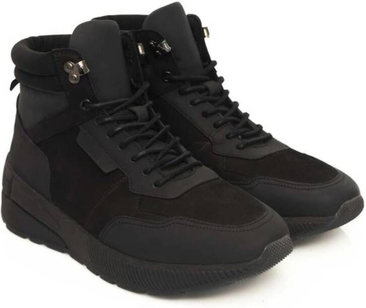 Cerruti 1881 Zwarte Leren High-Top Sneakers Black Heren