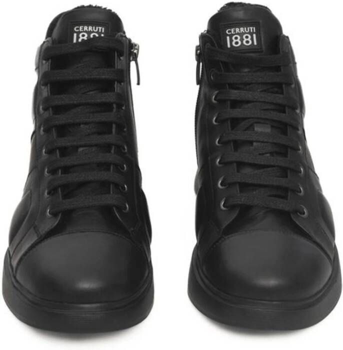 Cerruti 1881 Zwarte Leren High-Top Sneakers Logo Black Dames