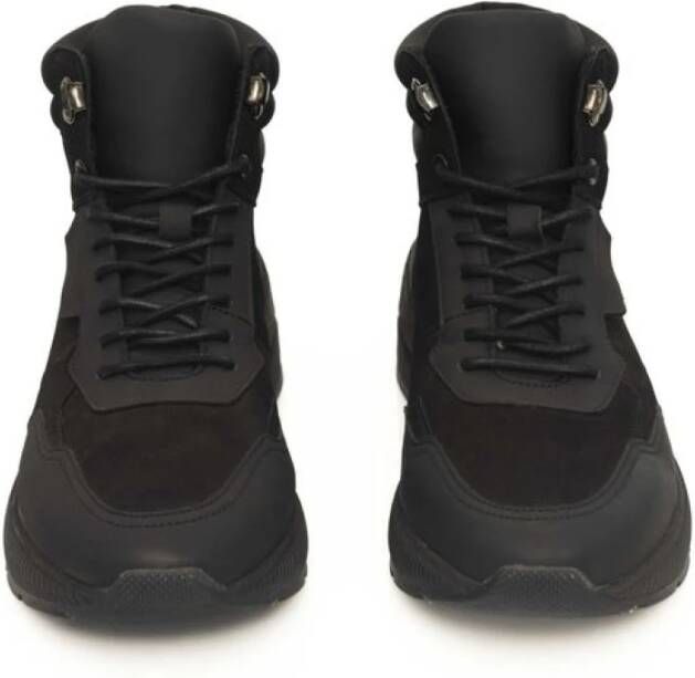 Cerruti 1881 Zwarte Leren Hoge Sneaker Black Heren